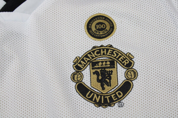 Machester United Fc White / Centenario Edition / Fan version / Manga larga / Retro 01-02 - Imagen 4