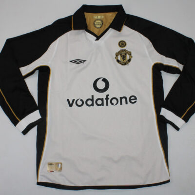 Machester United Fc White / Centenario Edition / Fan version / Manga larga / Retro 01-02