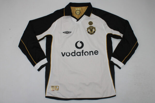Machester United Fc White / Centenario Edition / Fan version / Manga larga / Retro 01-02